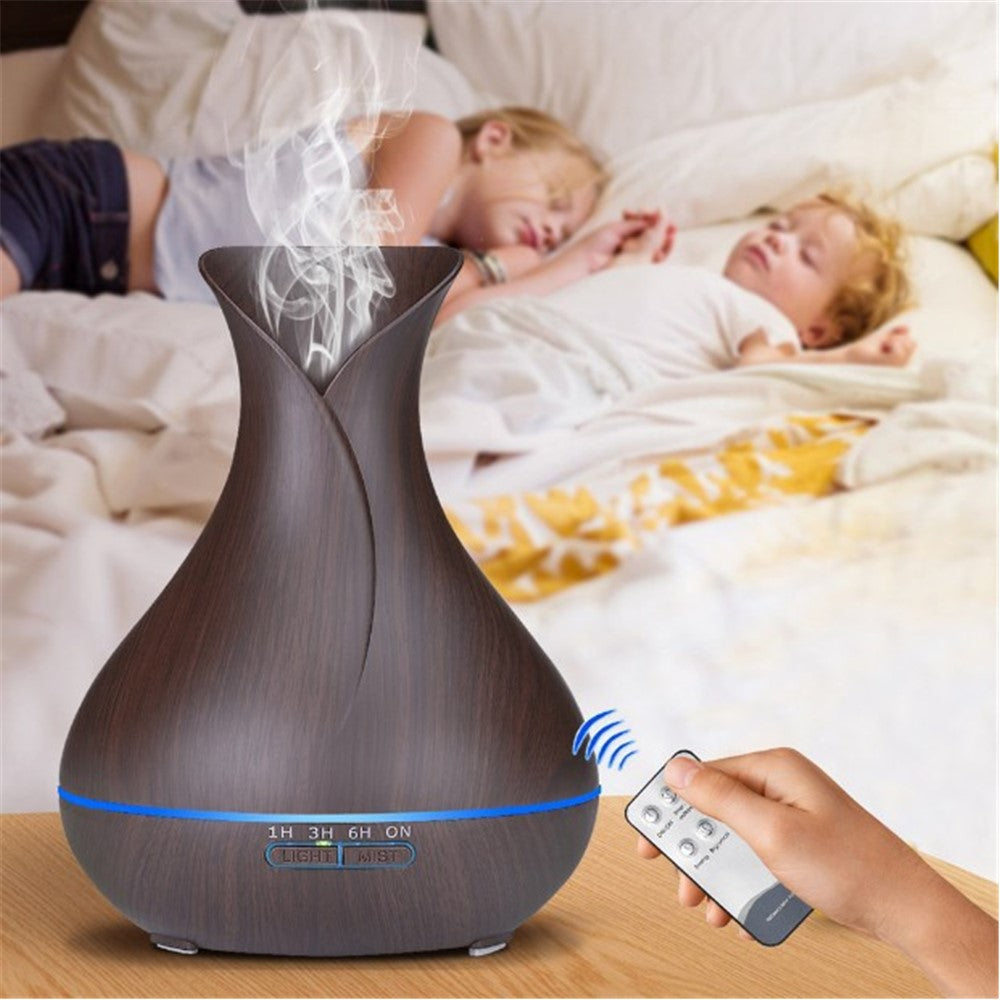 Stor Aromadiffusor & Luftfuktare 550ml med LED och Fjärrkontroll