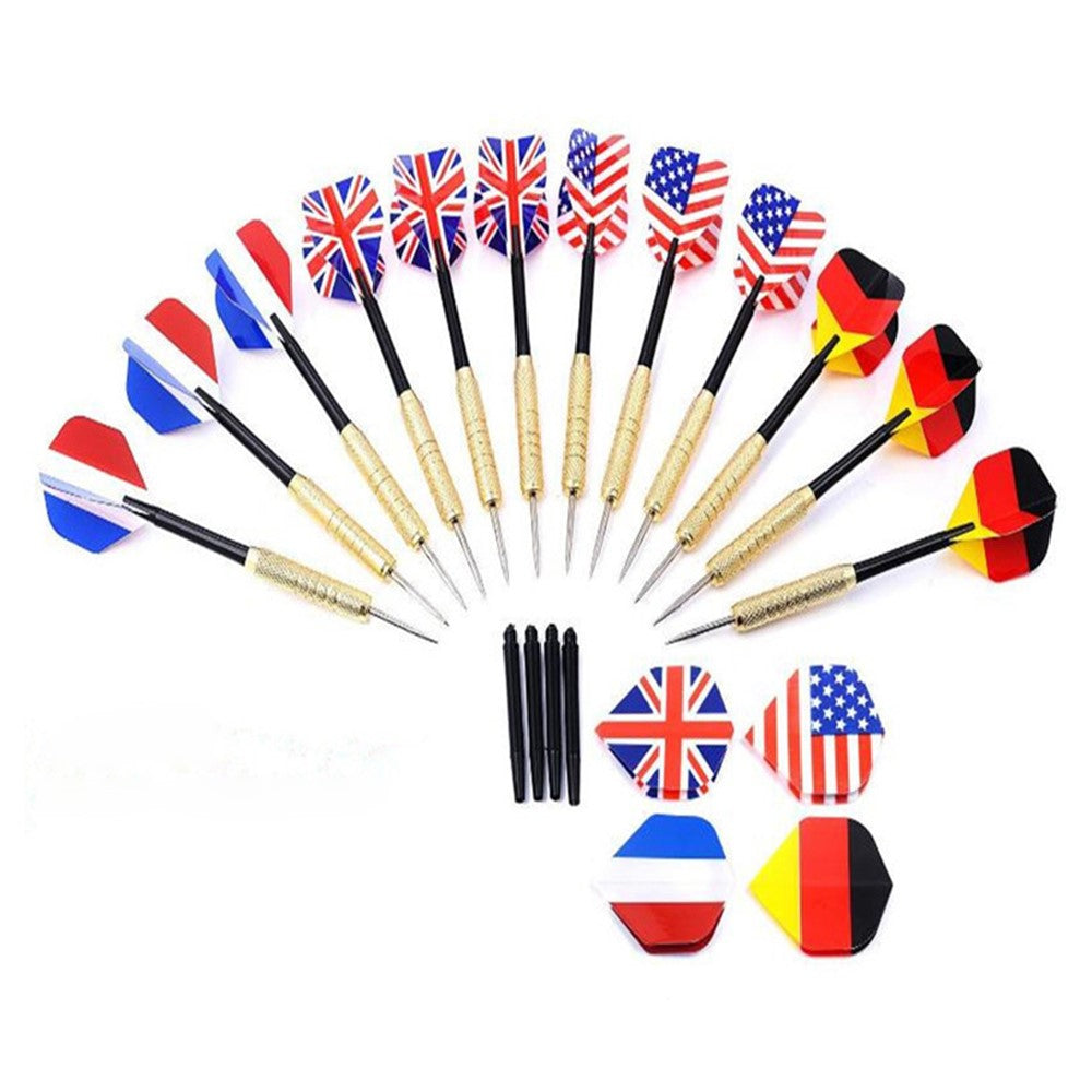 Dart – 12-pack mässingspilar 18g med flaggmotiv