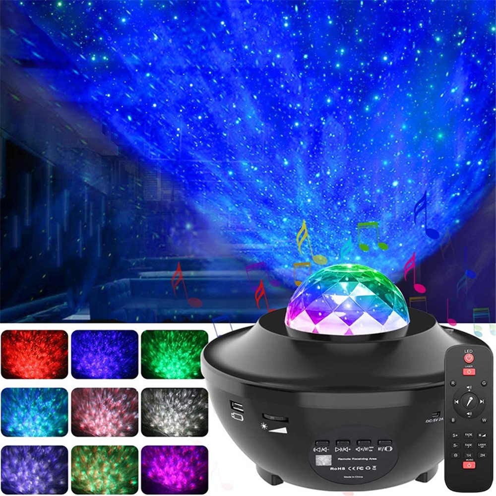 LED-projektorlampa med musik och Bluetooth – stämningsfull nattbelysning