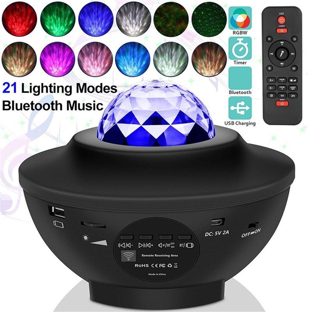 LED-projektorlampa med musik och Bluetooth – stämningsfull nattbelysning