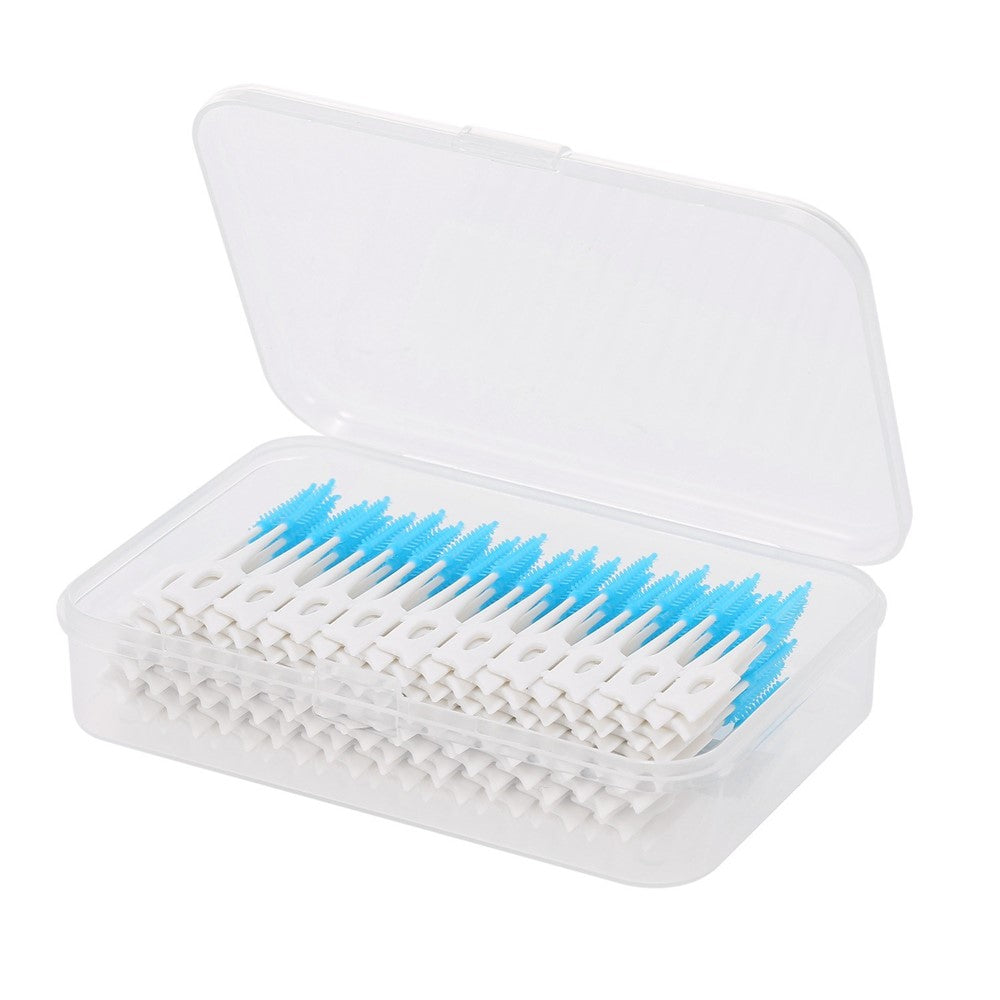 Tandstickor – 160-pack dubbelsidiga silikon-tandpetare med tråd