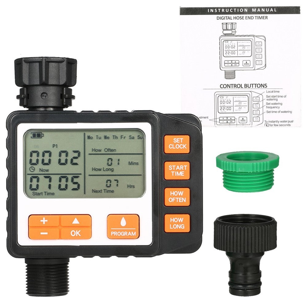 Digital vattentimer – IP65, stor skärm, tre program