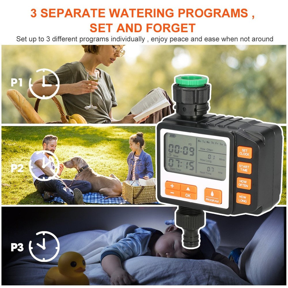 Digital vattentimer – IP65, stor skärm, tre program