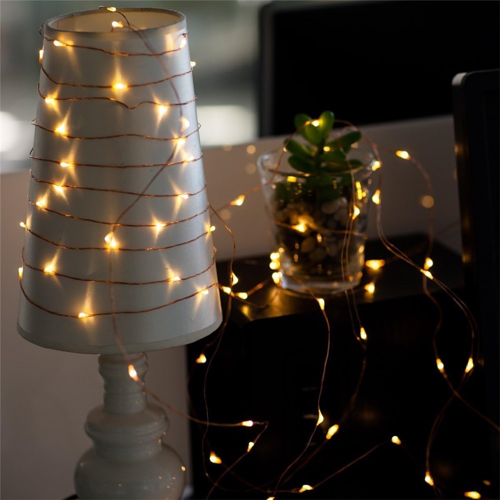 Ljusslinga med 100 LED – varmvit koppartråd (10 m)